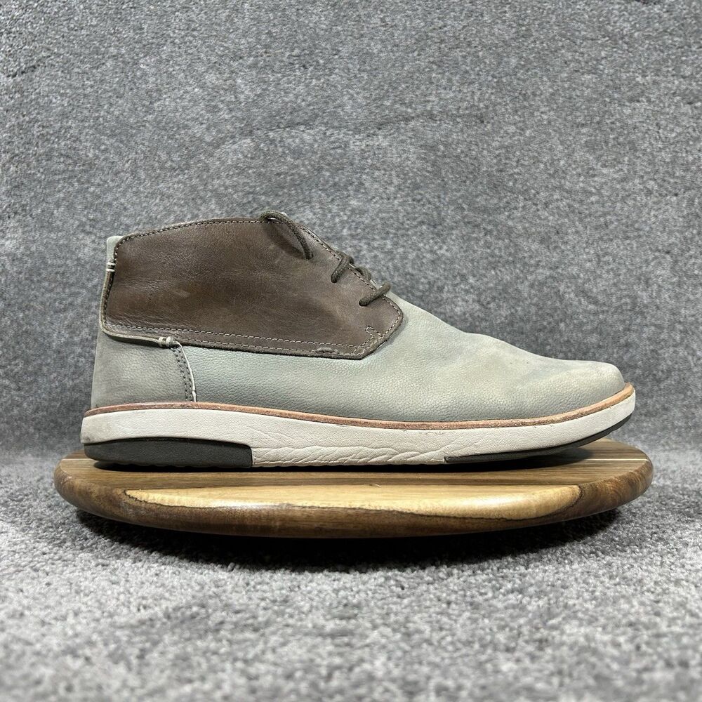 OluKai Kalia Puki Men's Sz 10.5 Gray Brown Leather Chukka Boots No Insoles Used